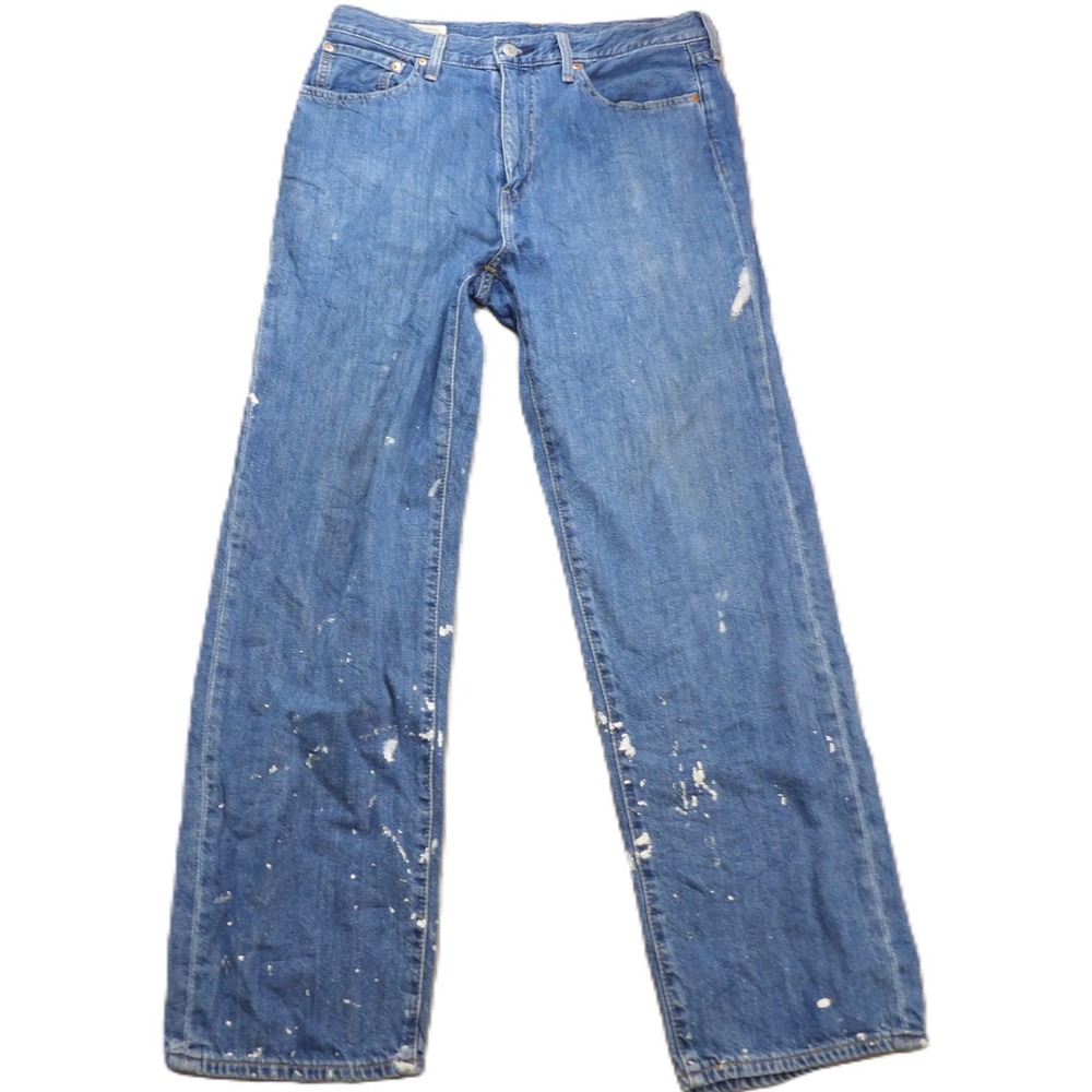 Levi Premium 568 Stay Loose Relax Jeans Men 32x32 Blue Cotton Denim Straight Fit
